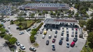 Long lines of cars at a Costco gas station in Florida as gas prices keep soaring