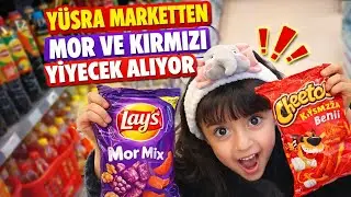 YÜSRA BUGÜN MARKETTEN MOR VE KIRMIZI ABUR CUBURLAR ALIYOR 