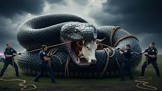 USA Police Opens Fire on GIANT Black Snake Constricting Cow! Shocking Rescue