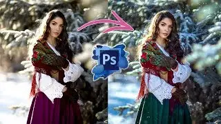 Winter Portrait Photoshop Tutorial, blue and yellow tones