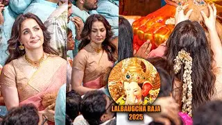 Elli AvrRam’s Spiritual Visit to Lalbaugcha Raja 2025 | Ganesh Utsav Moments