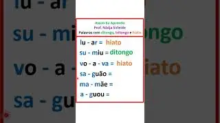 🌟APRENDA R&Aacute;PIDO! COMO IDENTIFICAR O DITONGO - TRITONGO E HIATO NAS PALAVRAS #shorts 🌟
