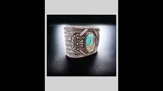 Vintage Old Pawn Native American Navajo Blue Gem Turquoise Heavy Solid Silver Bracelet 112g