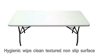 1.8M / 6ft Heavy Duty Plastic White Top Folding Leg Table - CBS Office Furniture