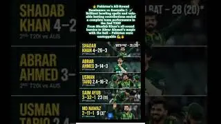🔥 Pakistan&rsquo;s All-Round Dominance vs Australia 🇵🇰🏏Brilliant bowling spells and valuable batting.