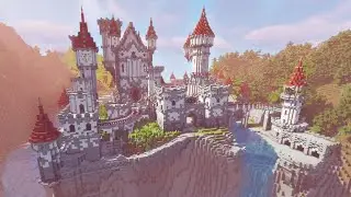 I made a HUGE Castle in between two waterfalls | 18 hours speedbuild/Timelapse
