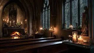 Divine Rain and Warm Fireplace Sounds | Healing Ambience for Sleep, Prayer & Reflection