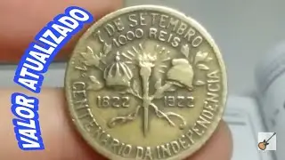 Moeda de 1000 R&eacute;is ano 1922. Valor atualizado pelo cat&aacute;logo novo de 2018.