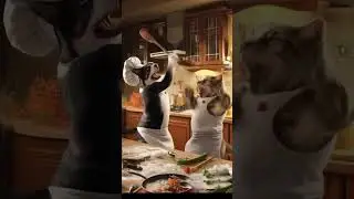 Cat vs Dog: Kitchen Chaos Breaks Out! 🐱⚔️🐶 #catvsdog #funnyshorts #ai #shorts  #catshorts #dogshorts