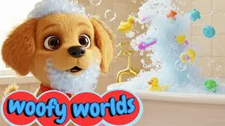 💦Bath, Wash, Scrub Time with Buddy 🐶 🛁 | Fun Bath Song & Nursery Rhymes for Kids 🎵 | Woofy Worlds