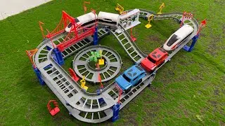 Testing driving Electric Train Track and Car Set with Suspension Bridge and Testing Drive