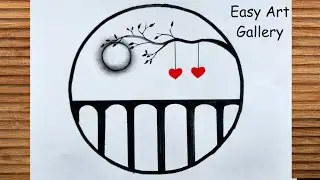 Best and Beautiful Circle Scenery Drawing for beginners || Learn How to Draw Step By Step 