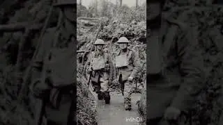 Two British soldiers in a flooded trench, WWI