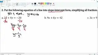 Chapter 6 Problem 2 Putting an Equation into Slope-Intercept Form