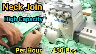 Neck Join by Over Lock Machine In Knit  Garments Industry
