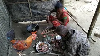 tribe couple cooking red country chicken recipe | indian tribe village cooking style | deshi chicken