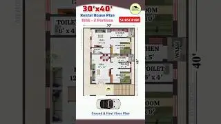 30x40 Rental House Plan for Rent, Two Floor Rent House Plan, 2 Single Bedroom Flats #shorts #ytshort