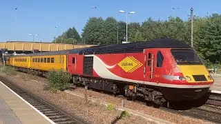 At Leicester Station class 43s 43251+43272 COLAS RAIL HST test train with Maddison kyne 10/8/23