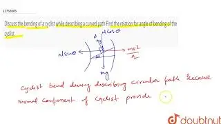 Discuss the bending of a cyclist while describing a curved path Find the relation for angle of b...