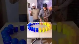 Blue vs Yellow Ball Cup Challenge 😱 | Winner Gets Drink 🍾 | MrAzizGame | Flip the Bottle #shorts