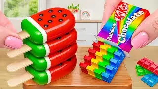 🍰Rainbow Kinder Ice Cream vs Chocolate KitKat Recipe🍰Mini Mixed Cake Dessert By Mini Cake Wonderland