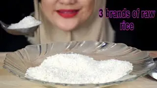 ASMR RAW RICE EATING|| RAW RICE || MAKAN BERAS MENTAH 3 MERK PAKE CENTONG || ASMR INDONESIA
