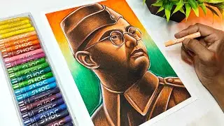 Subhash Chandra Bose Drawing, Republic Day Drawing, Oil Pastel Drawing