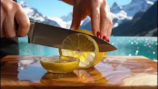 Crystal Lemon Sliced Perfectly 5 Times in Nature ASMR 🍋🌿