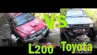 Mitsubishi L200 Vs Toyota Pickup Hilux extreme off road obstacles