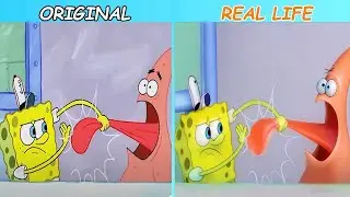 Spongebob tongue grip Patrick | SpongeBob Original vs Real life | SpongeBob Animation #spongebob