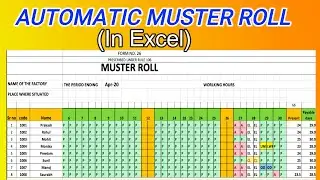 | Automatic Attendance Sheet Using Excel | Automatic Muster Roll |