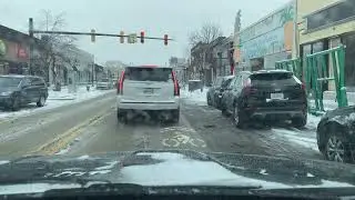 Driving through #DETROIT and Ferndale MI in snow storm