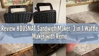 Review HOUSNAT Sandwich Maker, 3 in 1 Waffle Maker with Removable Plates, 1200W Panini Press with In