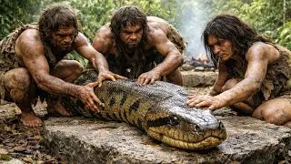 They Caught a Giant Anaconda and Cooked It | Real Primitive Human Survival