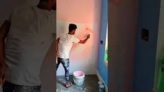 Wall painting with ruddy pink colour code 8057..by Asian paint royal shine #shorts #viral #painting