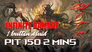 Diablo 4 S10 PTR 1 Button Druid - Infinite Damage Pit 150 Clear 2 minutes