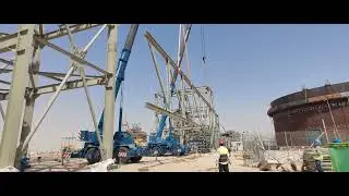 Tandem lifting of structure bridge by 2 crane in Aramco project