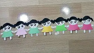 How to Make a Paper Doll Chain - MU&Ntilde;EQUITOS DE PAPEL Cadena humana - Kirigami Chain Paper Doll Chain