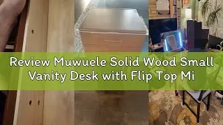 Review Muwuele Solid Wood Small Vanity Desk with Flip Top Mirror, Brightness Adjustable Lights, Comp