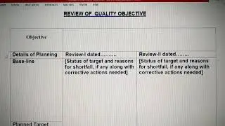 ISO 9001 2015 Clause 6.2 Formats for planning of quality objectives.