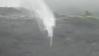 Waterfall blown backwards due to heavy winds