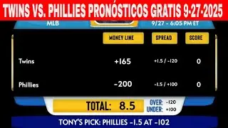 Minnesota Twins vs Philadelphia Phillies 9/27/2025 Pron&oacute;sticos GRATIS de la MLB para Hoy