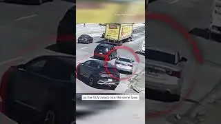 SUV Flips Over After Crashing With Car #shorts