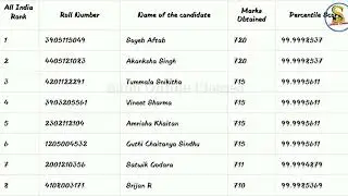 NEET TOP 50 TOPPER LIST | NEET TOP 50 STUDENT RANK AND MARKS