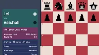 Lei vs Vaishali &mdash; 13th Norway Chess Women 2025 (Round 7.2)