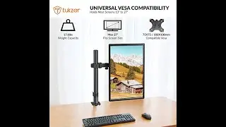 Tukzer Single Monitor Desk Mount | AmazonBasics Monitor Stand, Height Adjustable Arm Mount- Steel