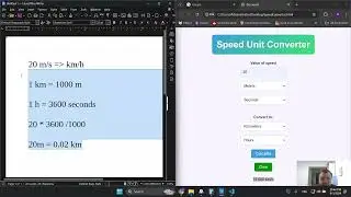 Converting speed units m/s km/h HTML/JavaScript Speed Converter