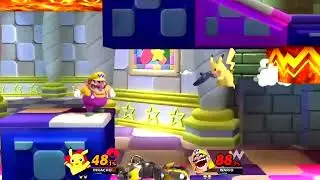 super Smash bros  Pikachu vs bloated wario highlight