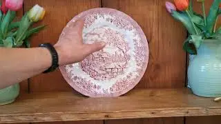 Красно-белая фарфоровая тарелка Churchill The Brook диаметром 10,5 дюймов