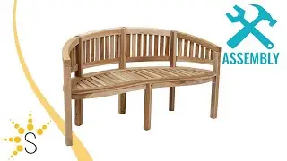 Sunnydaze Outdoor Wooden Teak Banana Bench for Garden or Patio - LAX-5191